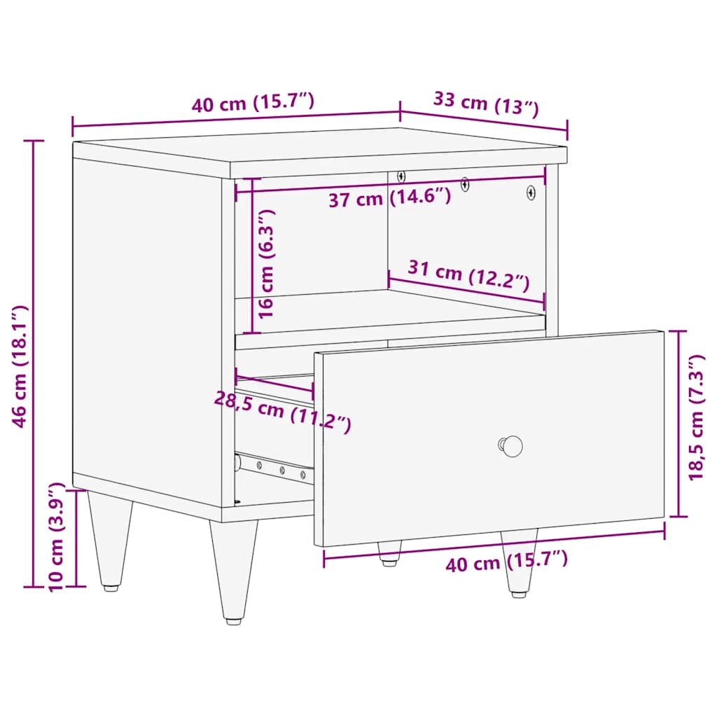 Bedside Cabinets 2 pcs Light Grey 40x33x46 cm Solid Wood Mango