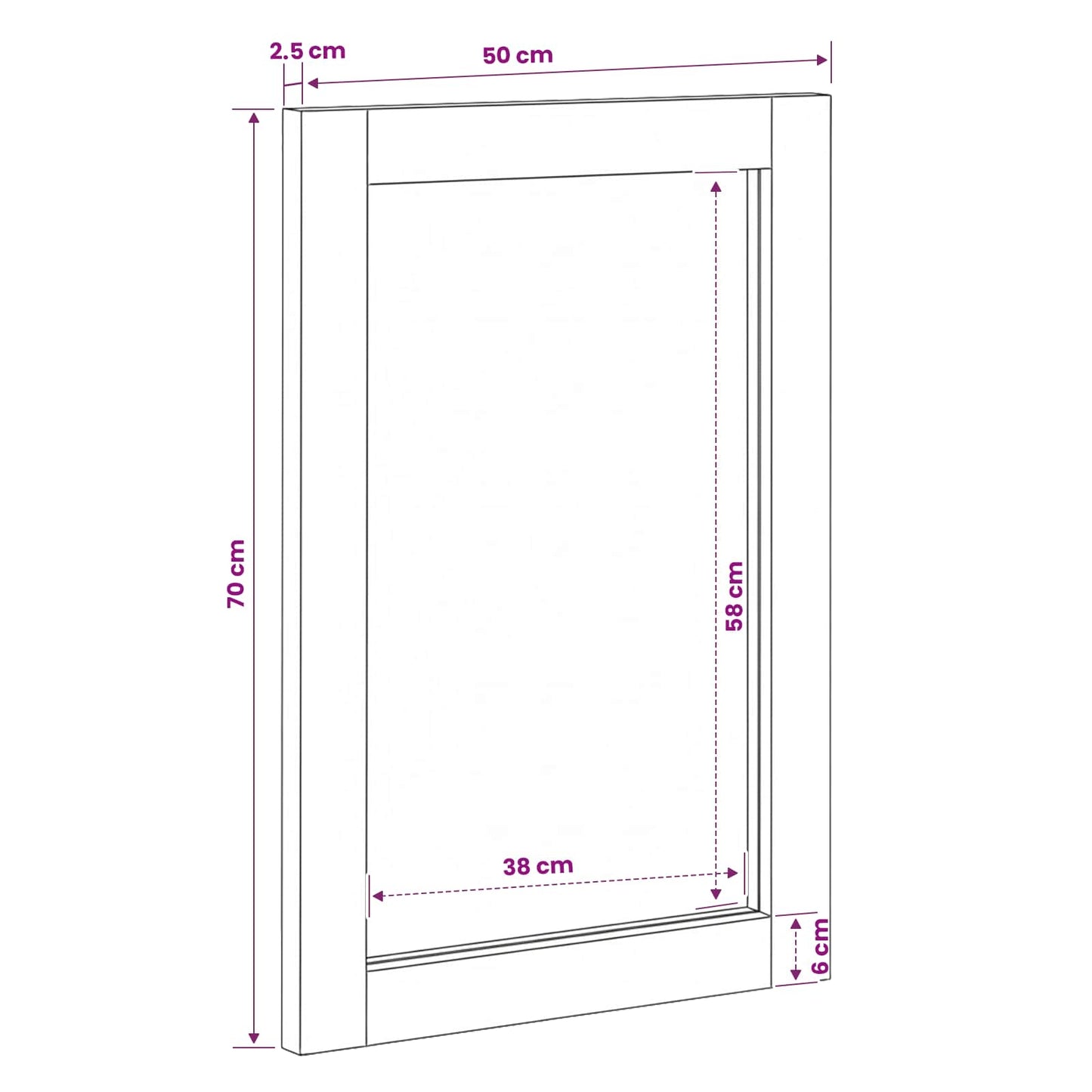 Bathroom Mirror Acacia Brown Finish 50 x 70 x 2.5 cm