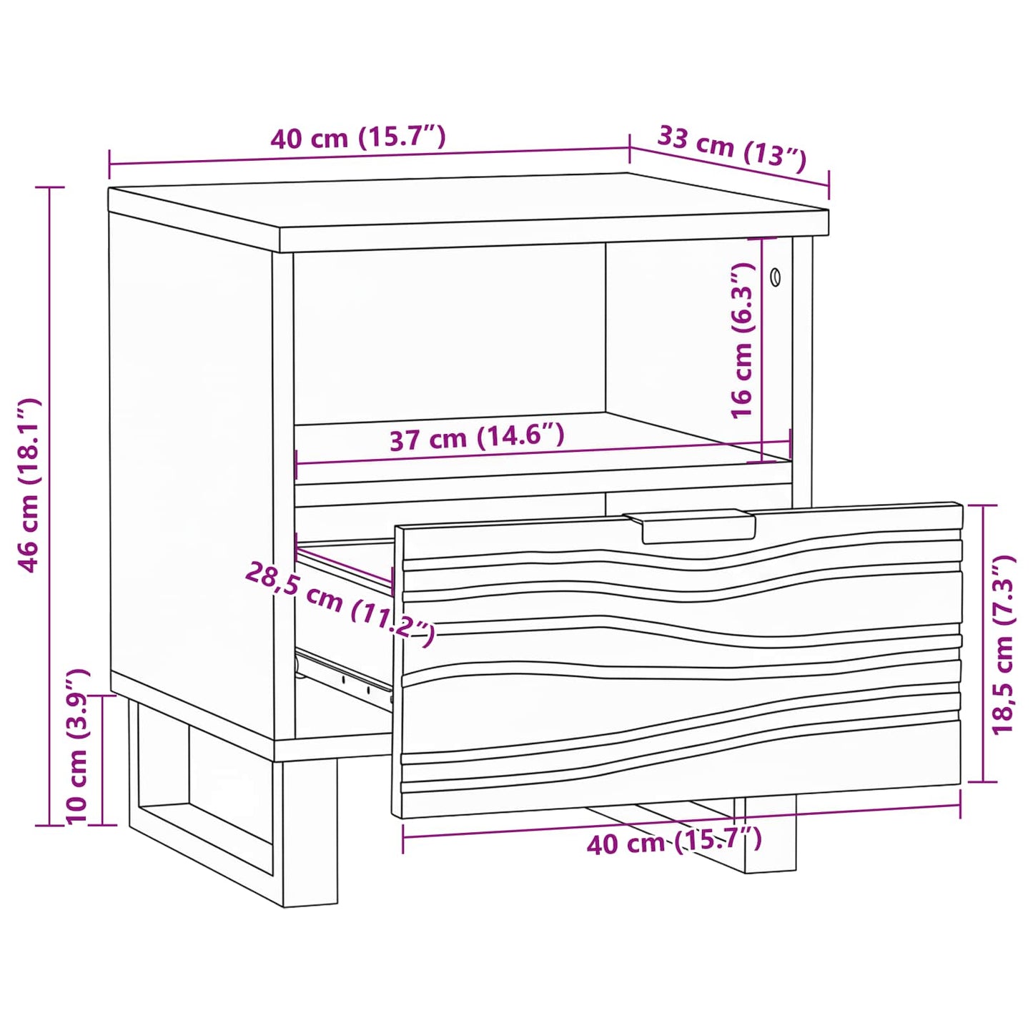 Bedside Cabinet Natural 40 x 33 x 46 cm Engineered Wood