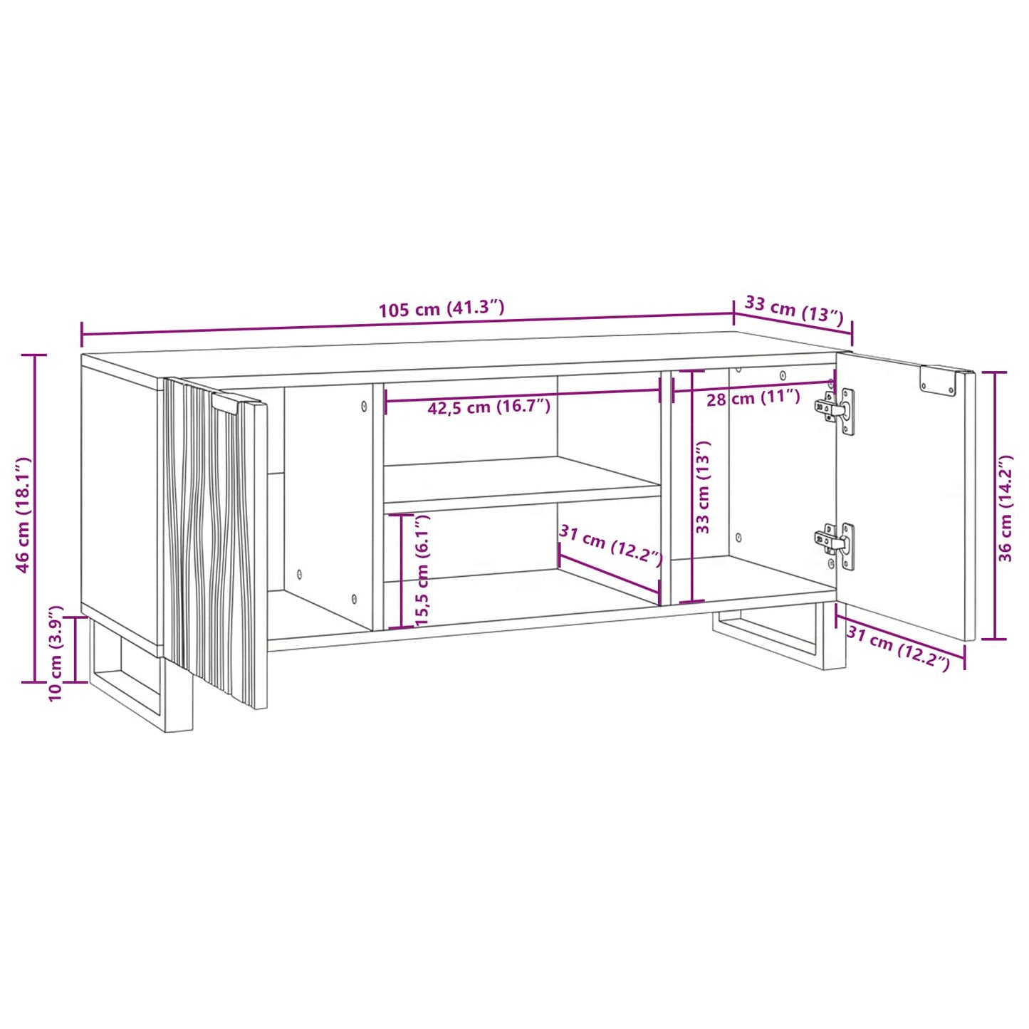 TV Units White 105 x 33 x 46 cm Engineered wood