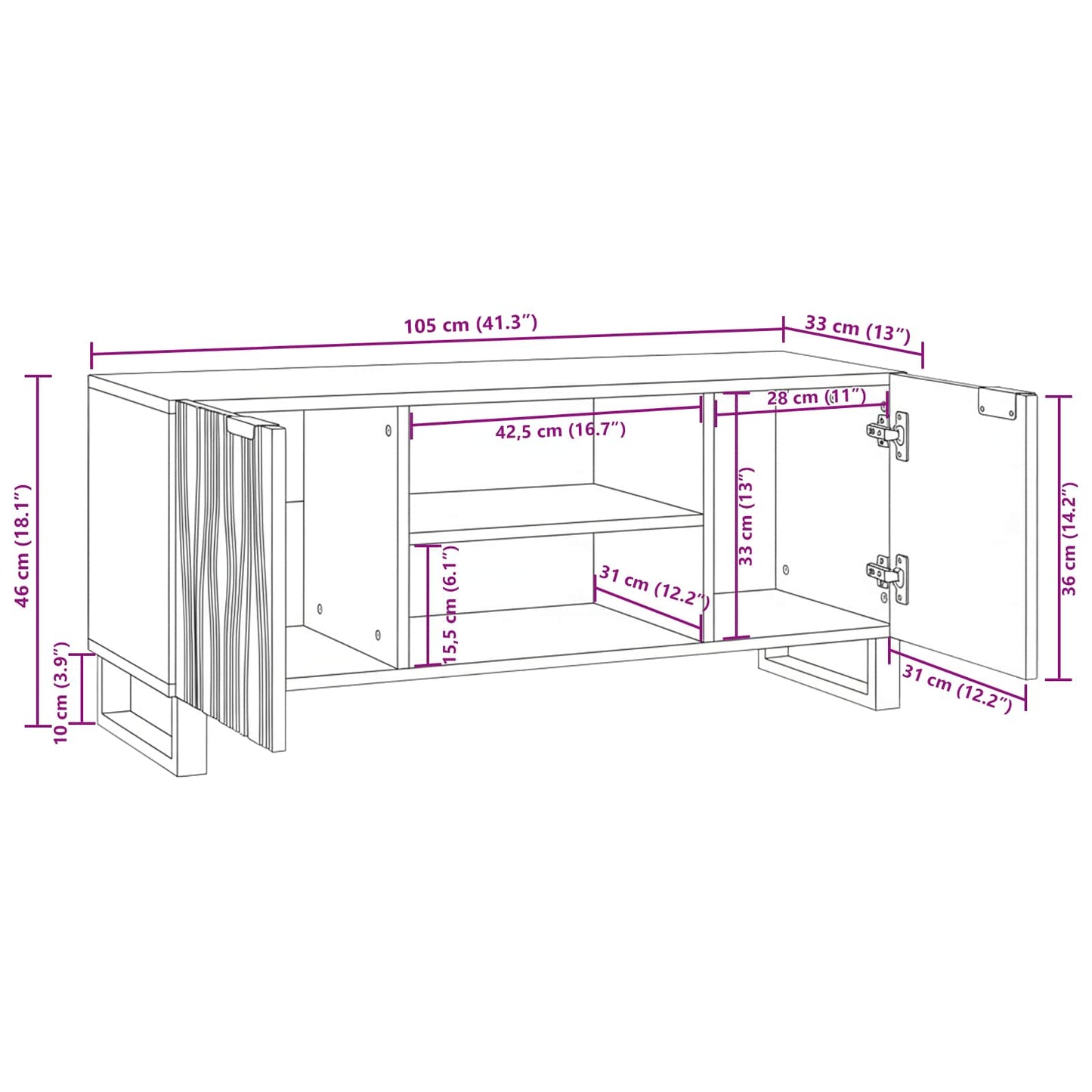 TV Units Walnut 105 x 33 x 46 cm Engineered wood