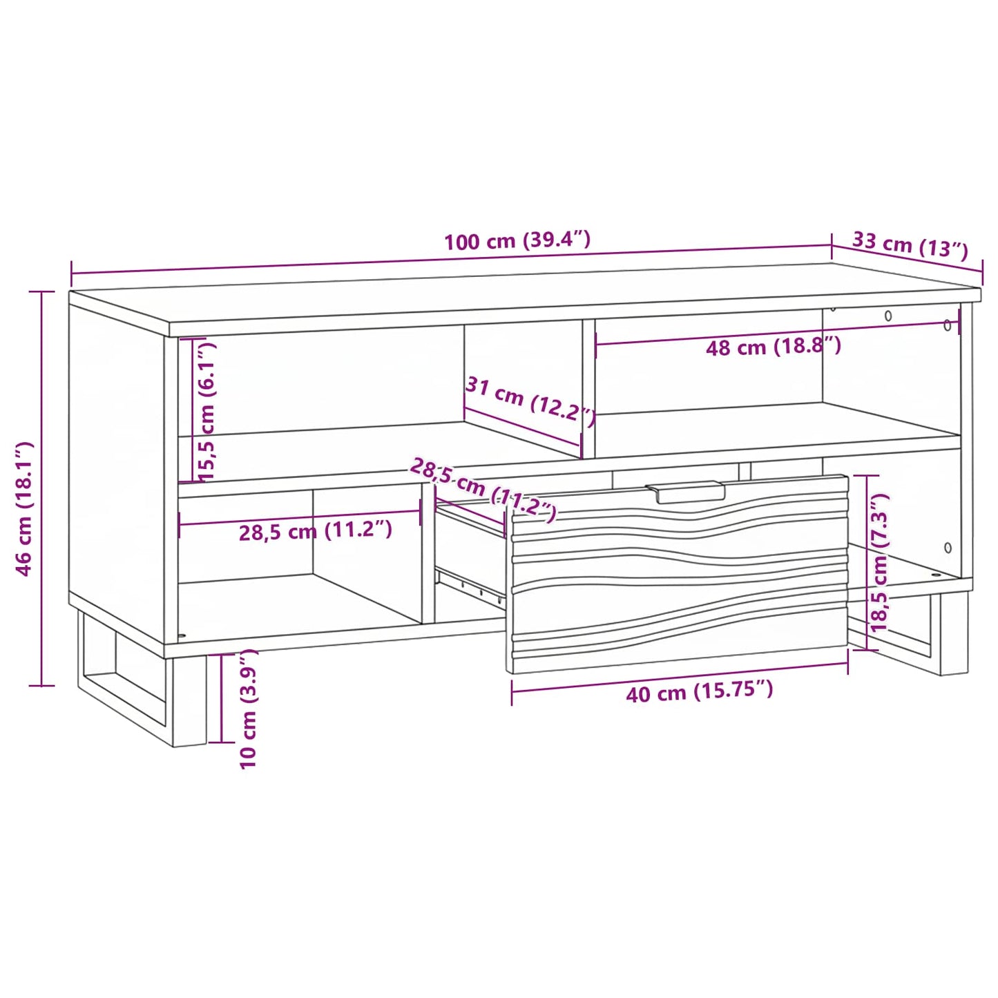 TV Units with Drawer Walnut 105 x 33 x 46 cm Engineered wood