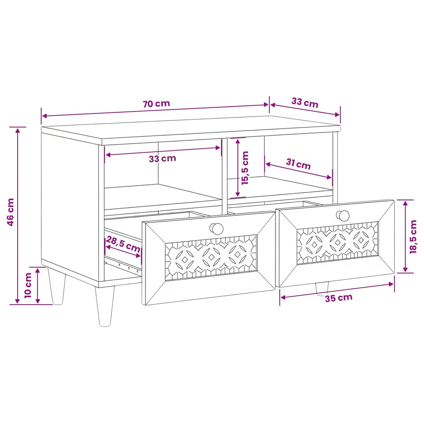 TV Units Light Brown 70 x 33 x 46 cm Engineered Wood