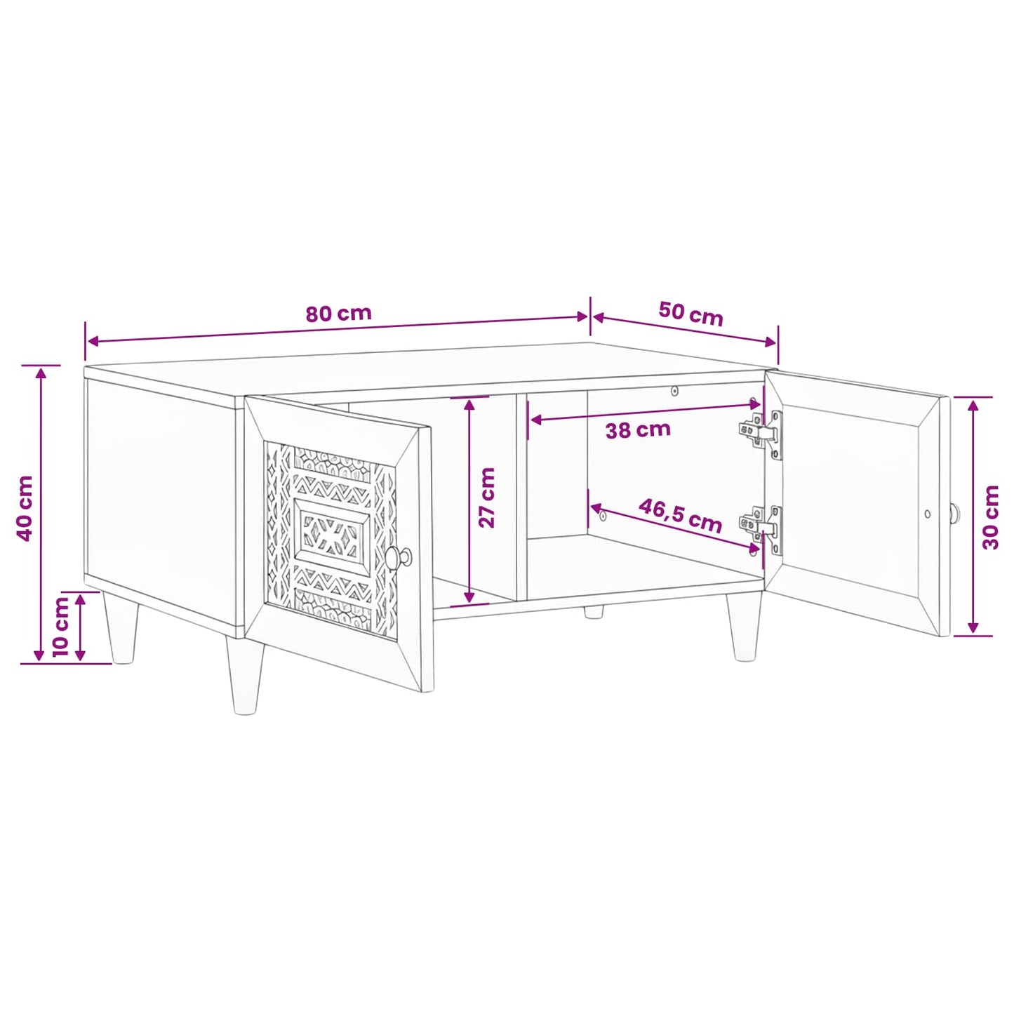 Coffee Table Light Brown 80 x 54 x 40 cm Engineered Wood
