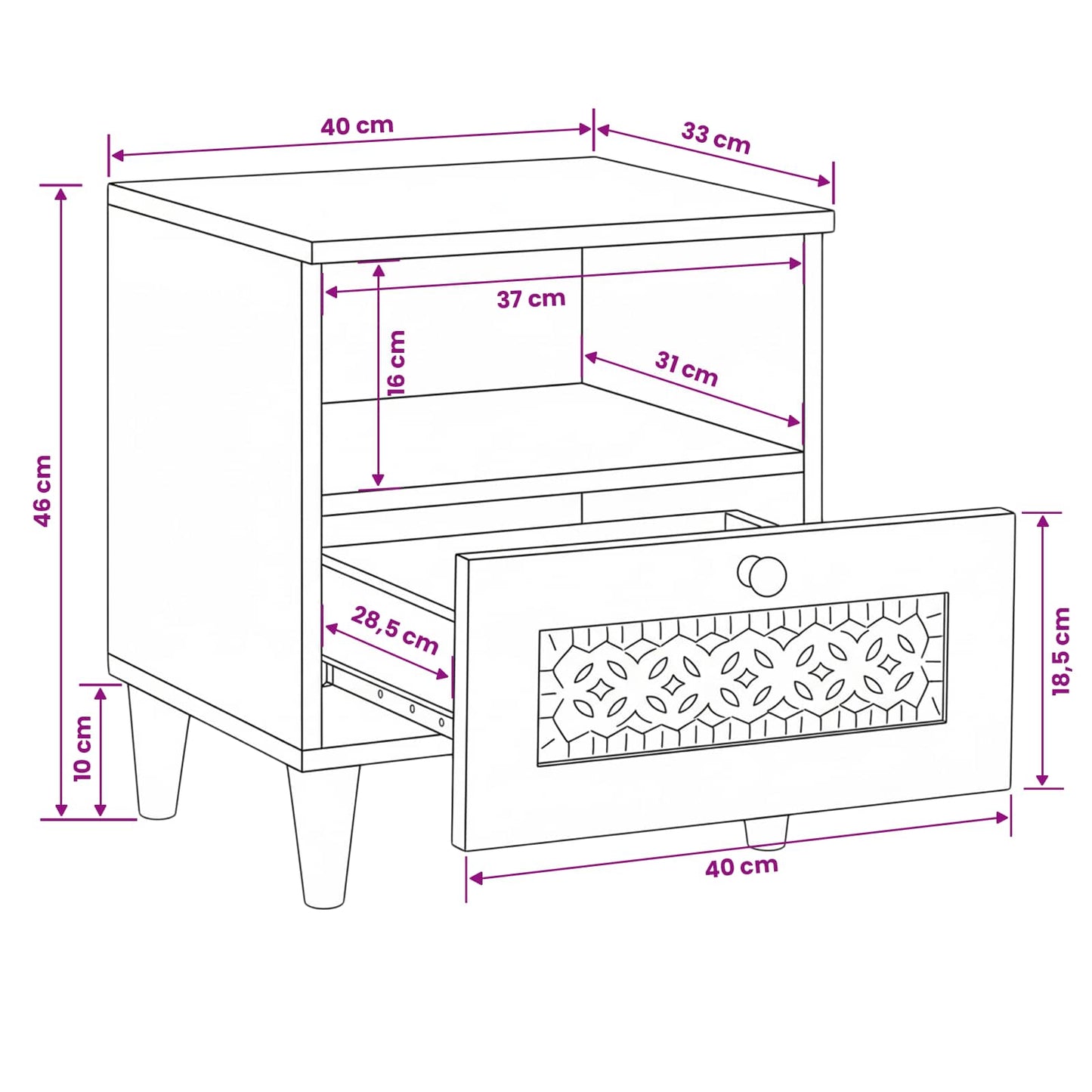 Bedside Cabinet 2 pcs Light Brown 40 x 33 x 46 cm