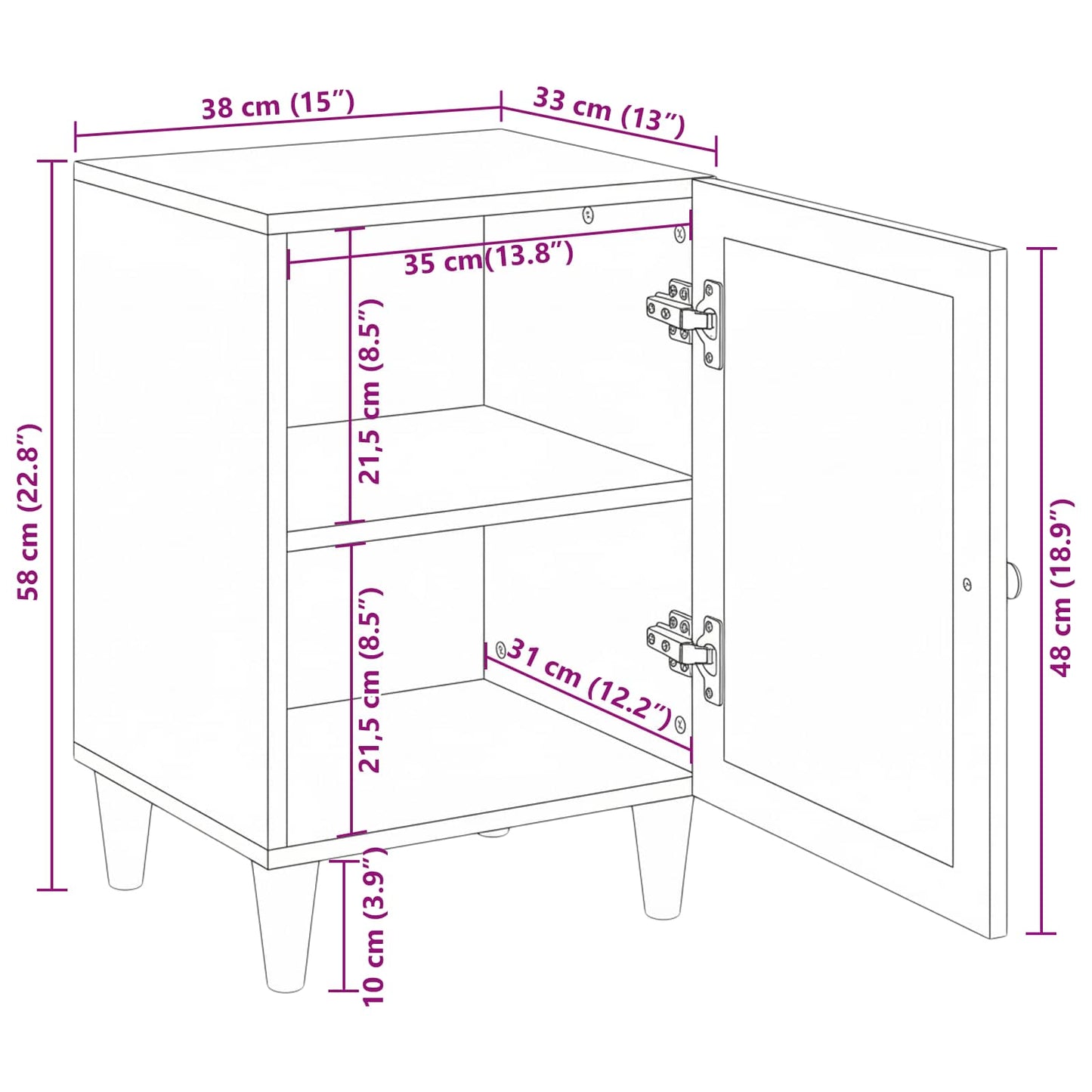 Bathroom Cabinet White 38 x 33 x 58 cm Engineered Wood