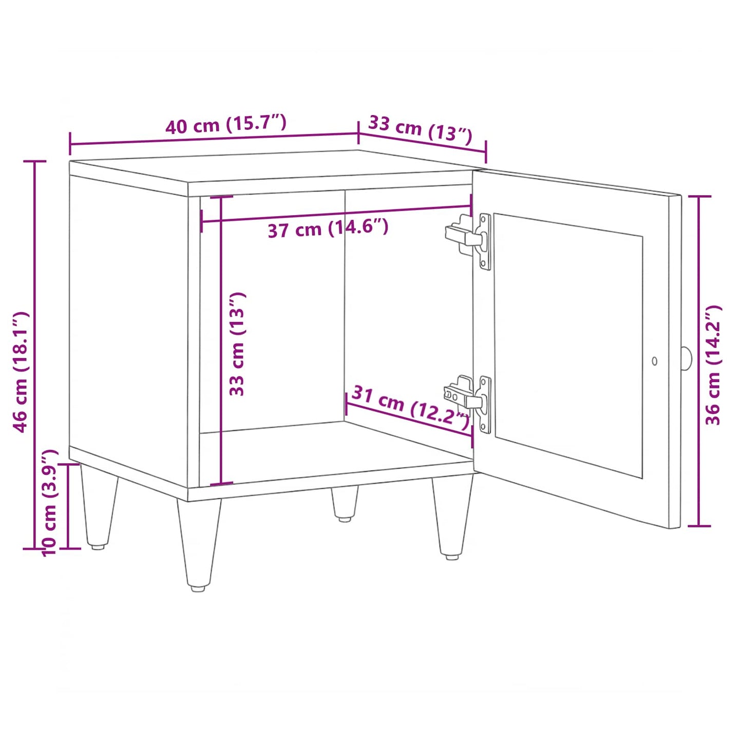 Bedside Cabinet 2 pcs Brown 40 x 33 x 46 cm Solid Mango Wood