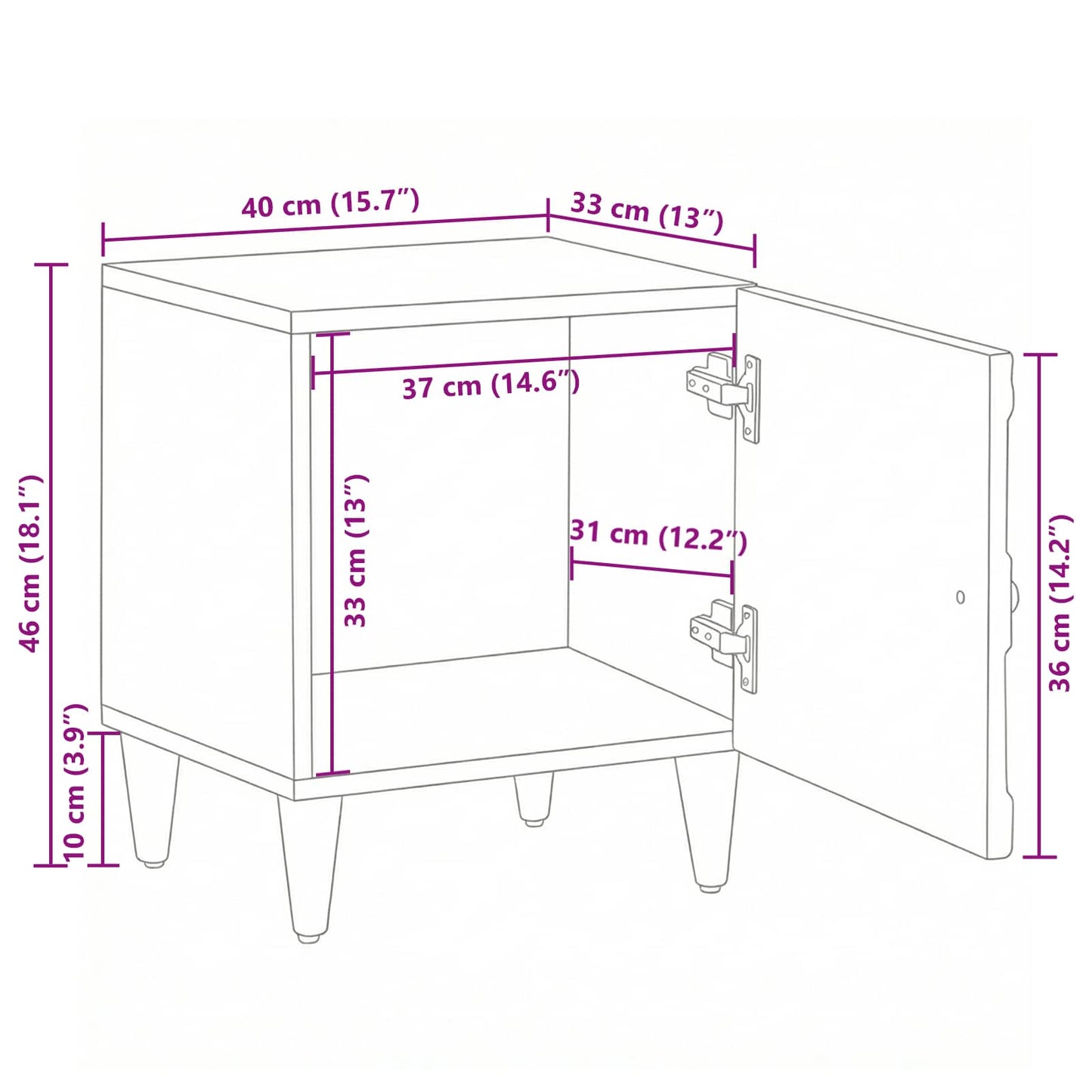 Bedside Cabinet 2 pcs White 40 x 33.5 x 46 cm Solid Mango Wood