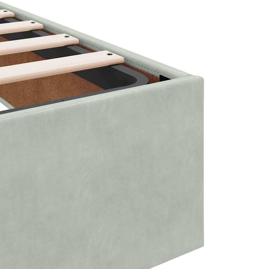 Ottoman Bed Frame No Mattress Light Grey Single Velvet