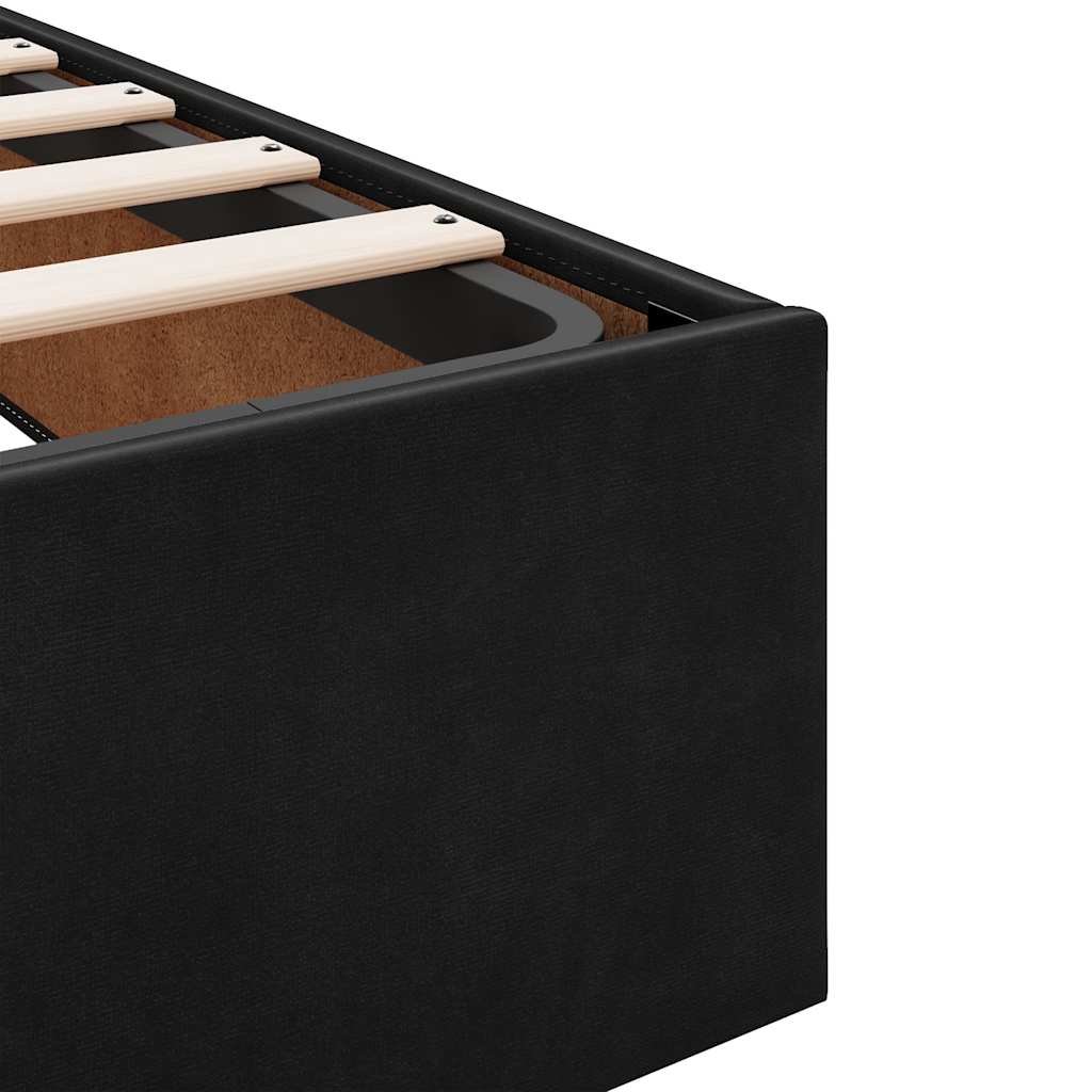 Ottoman Bed Frame No Mattress Black Single Velvet