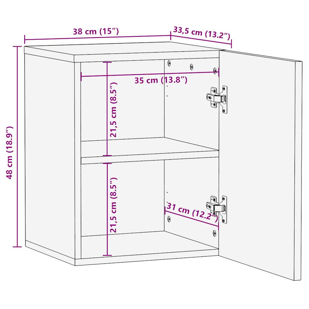 Bathroom Hanging Cabinet Black 38x33,5x48 cm Solid Wood Mango