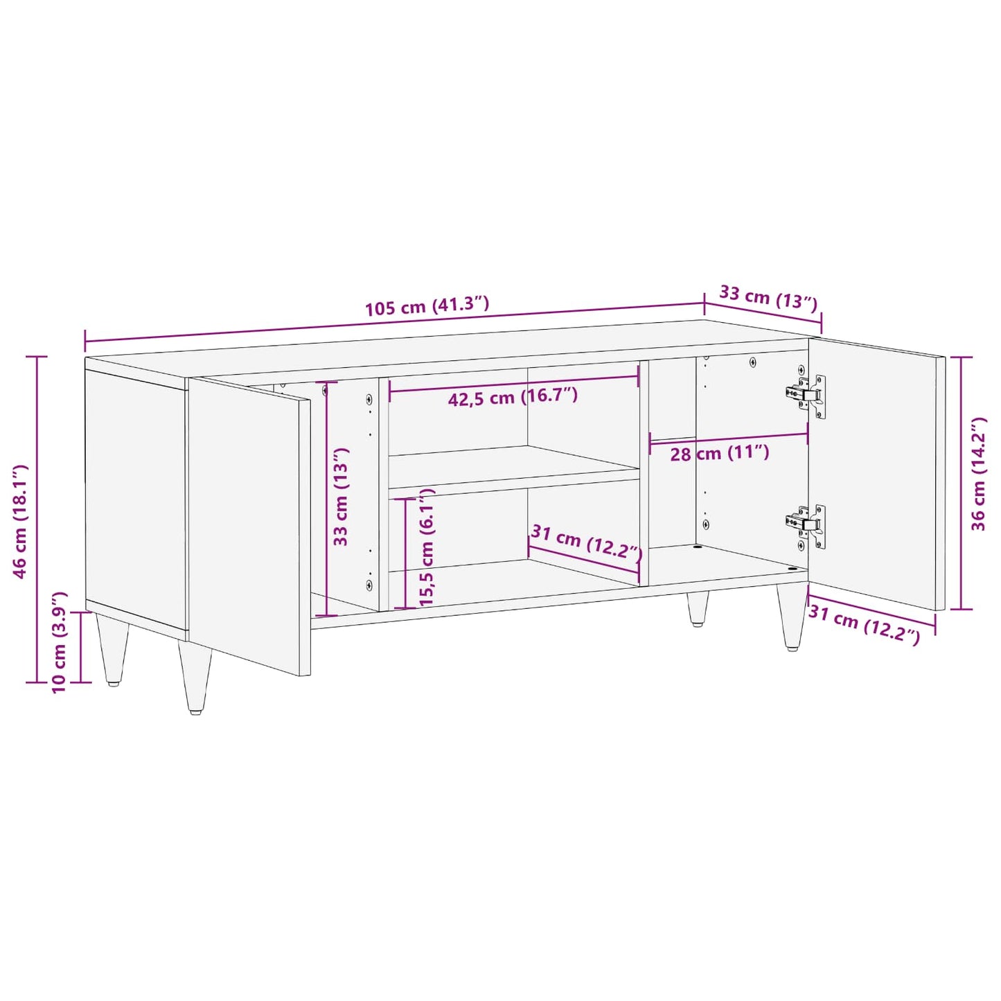 Storage Cabinets with Storage Multicolour 105 x 33.5 x 46 cm