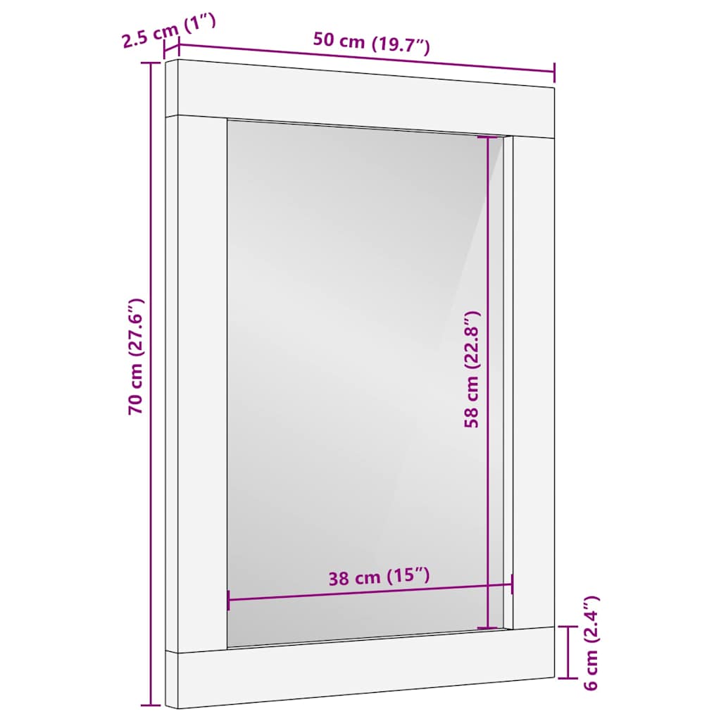 Mirror Rectangular Brown and Silver 50 x 2.5 x 70 cm