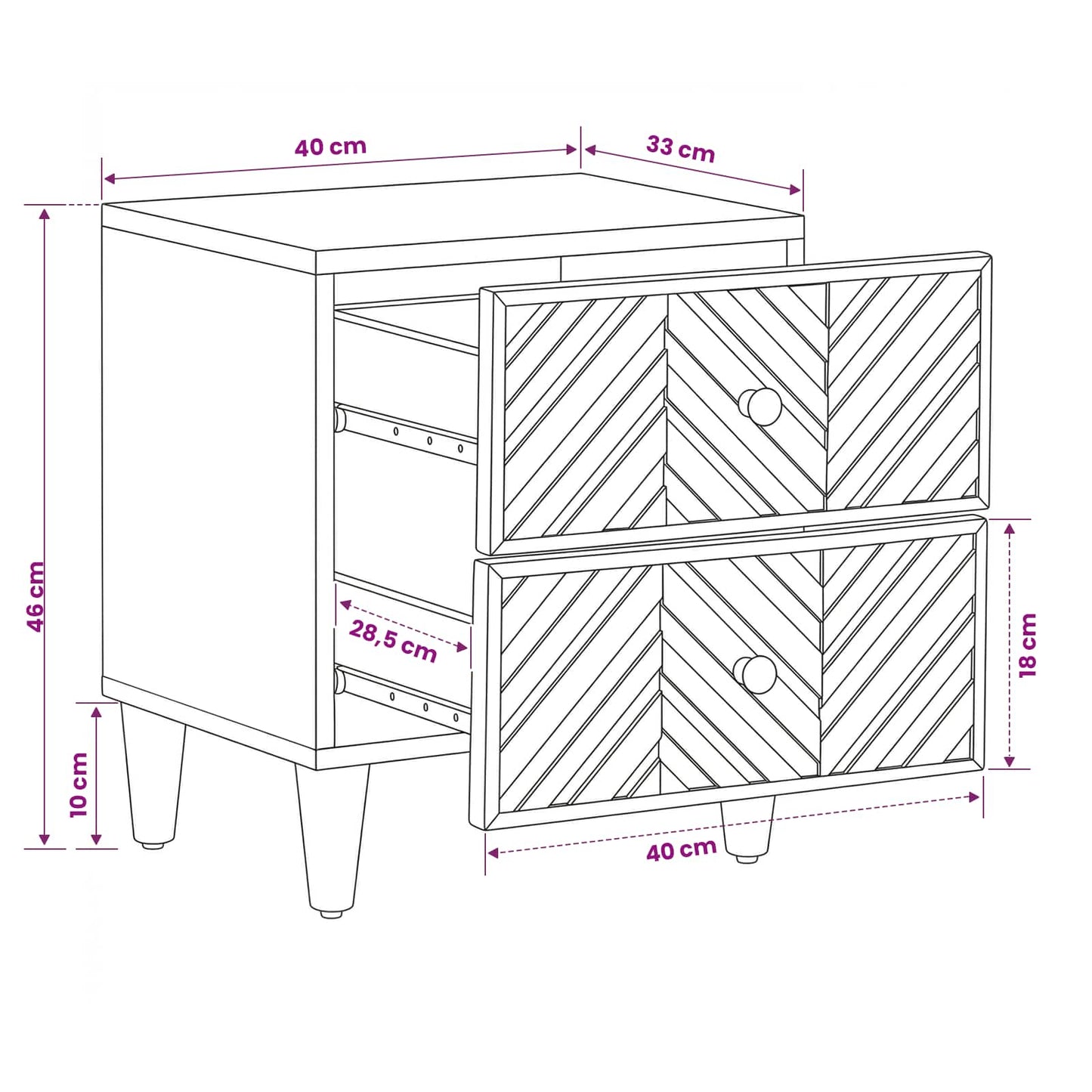 Bedside Table 2 pcs Brown 40 x 33.5 x 46 cm Solid Mango Wood