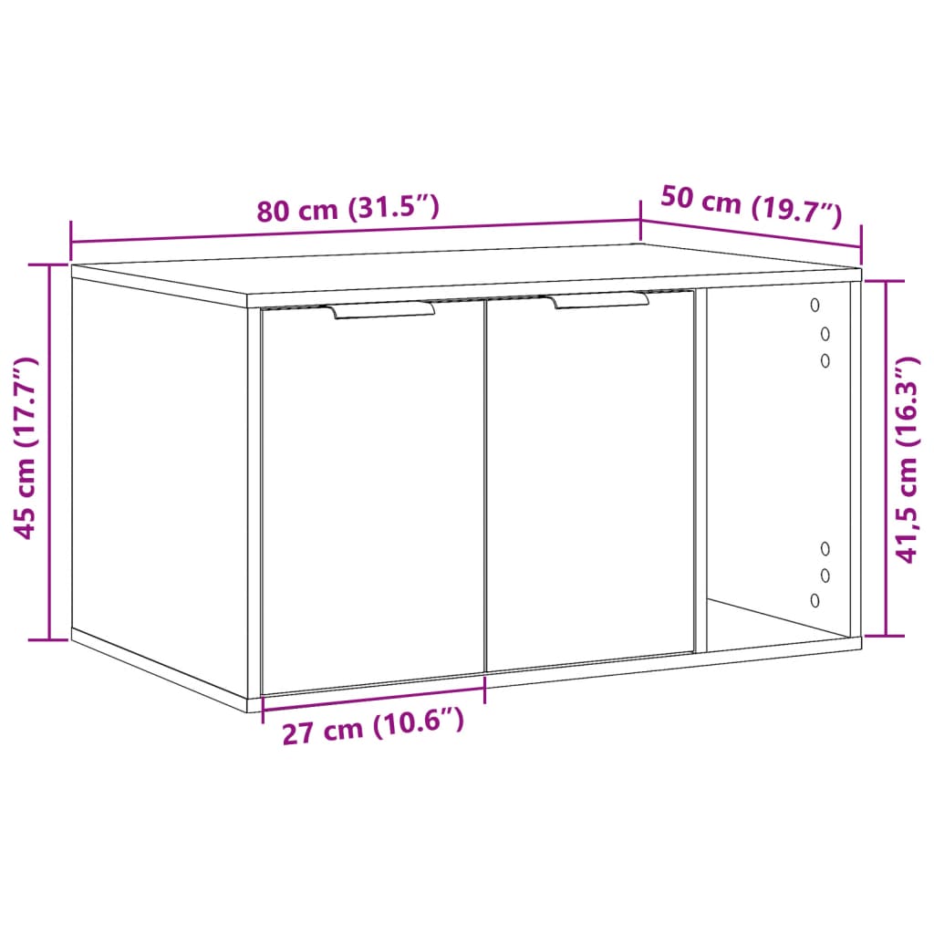 Cat Litter Box Enclosure Smoked Oak 80x50x45 cm Engineered Wood