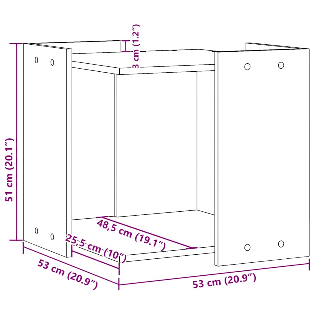 Cat Litter Box Enclosure Brown Oak 53 x 53 x 51 cm
