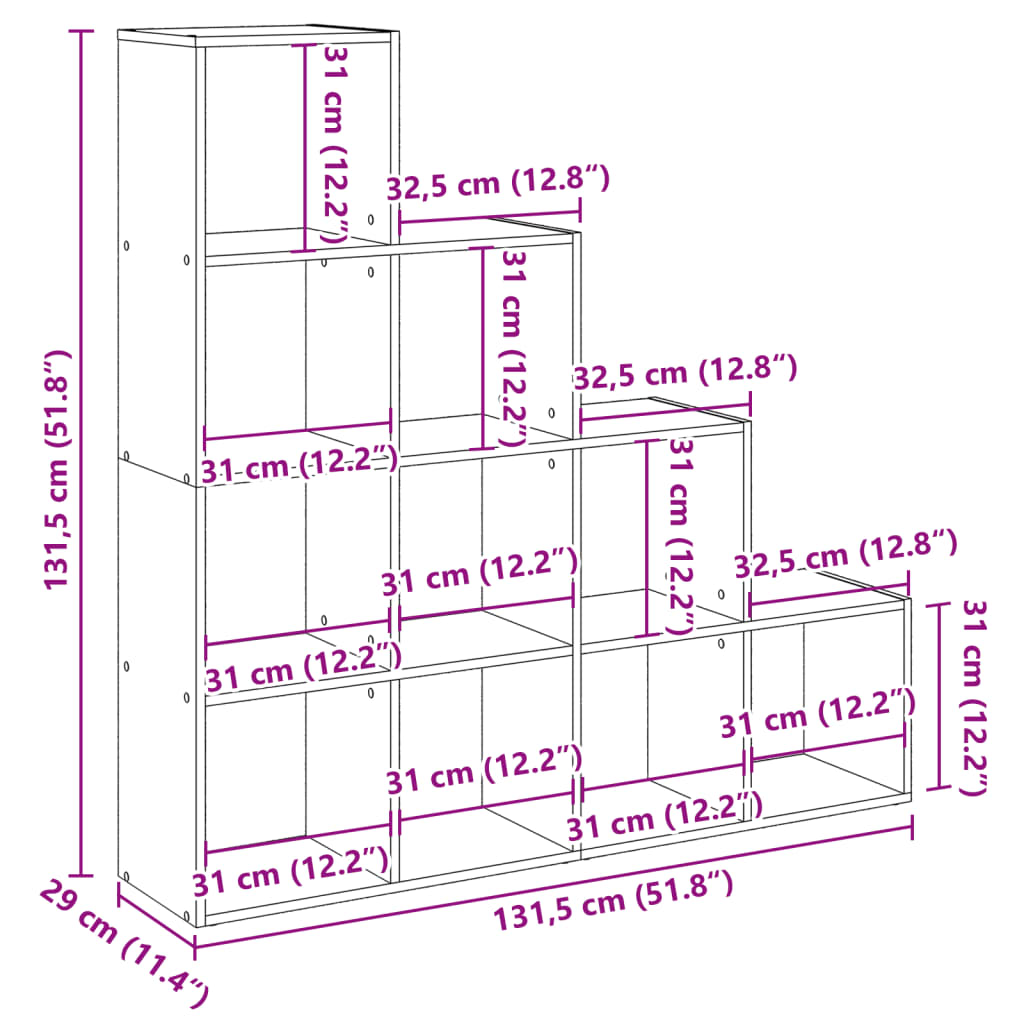Room Divider Bookcase 4-Tier Artisan Oak 131,5x29x131,5 cm Engineered Wood