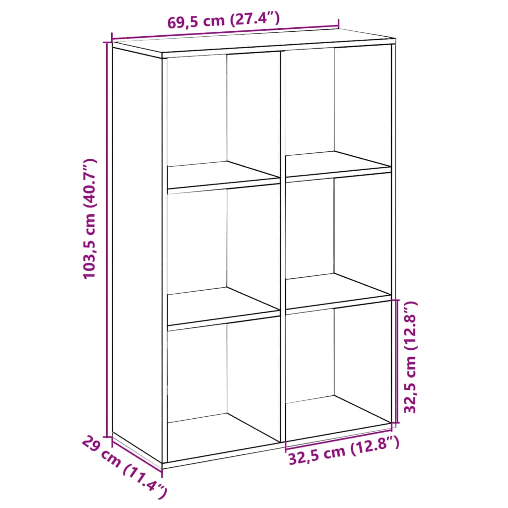 Room Divider Bookcase Sonoma Oak 69,5x29x103,5 cm Engineered Wood