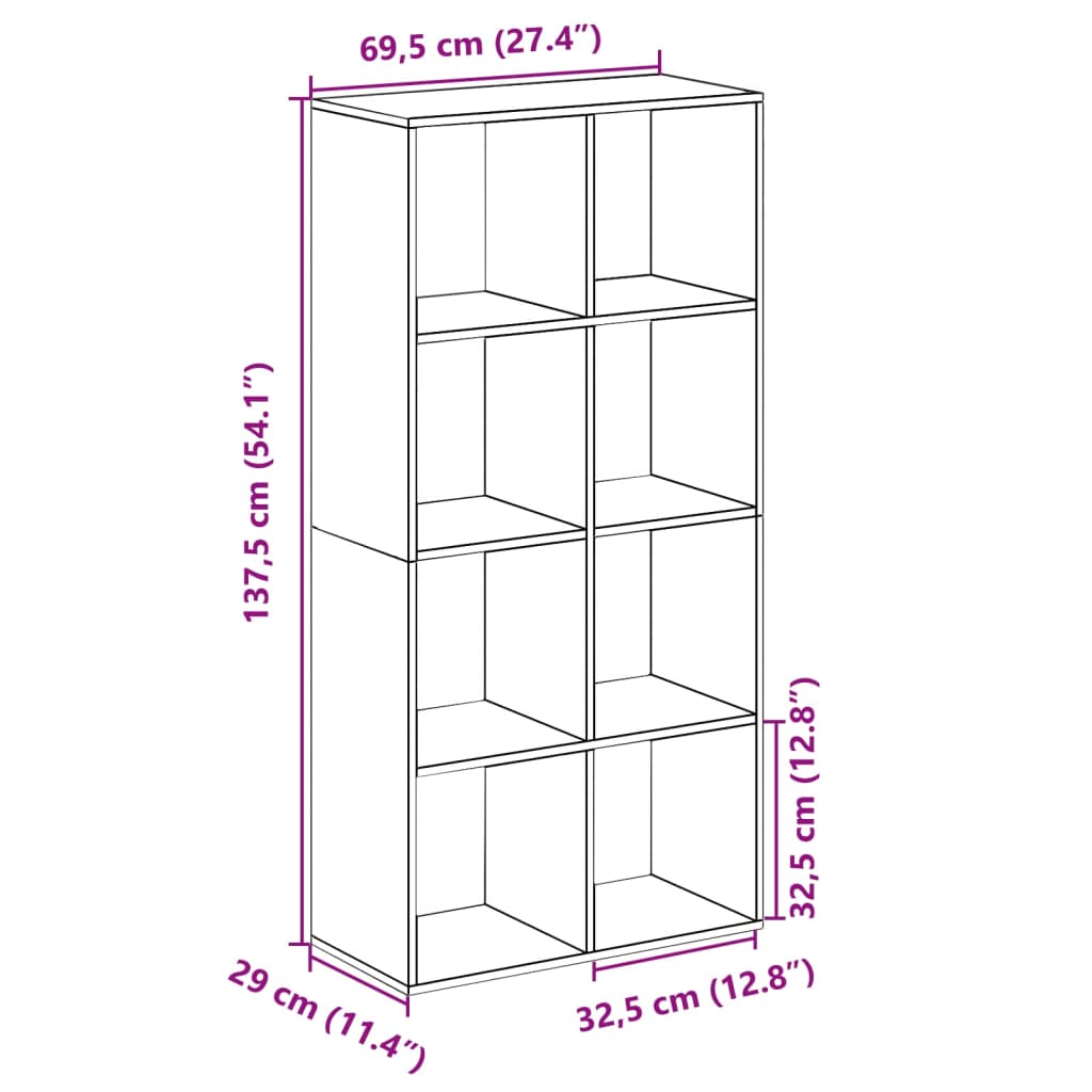 Room Divider Bookcase Concrete Grey 69,5x29x137,5 cm Engineered Wood