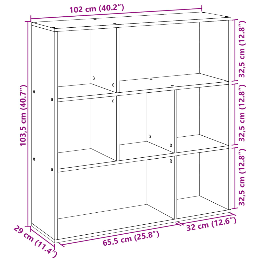 Room Divider Bookcase White 102x29x103,5 cm Engineered Wood