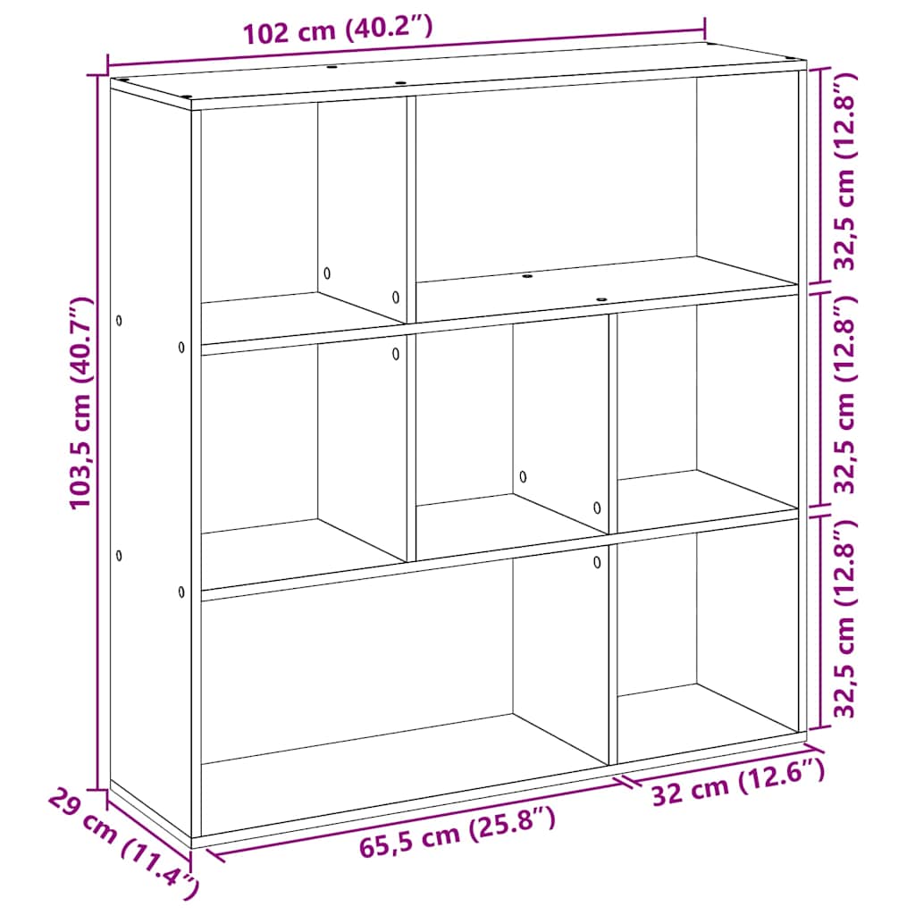 Room Divider Bookcase Artisan Oak 102x29x103,5 cm Engineered Wood