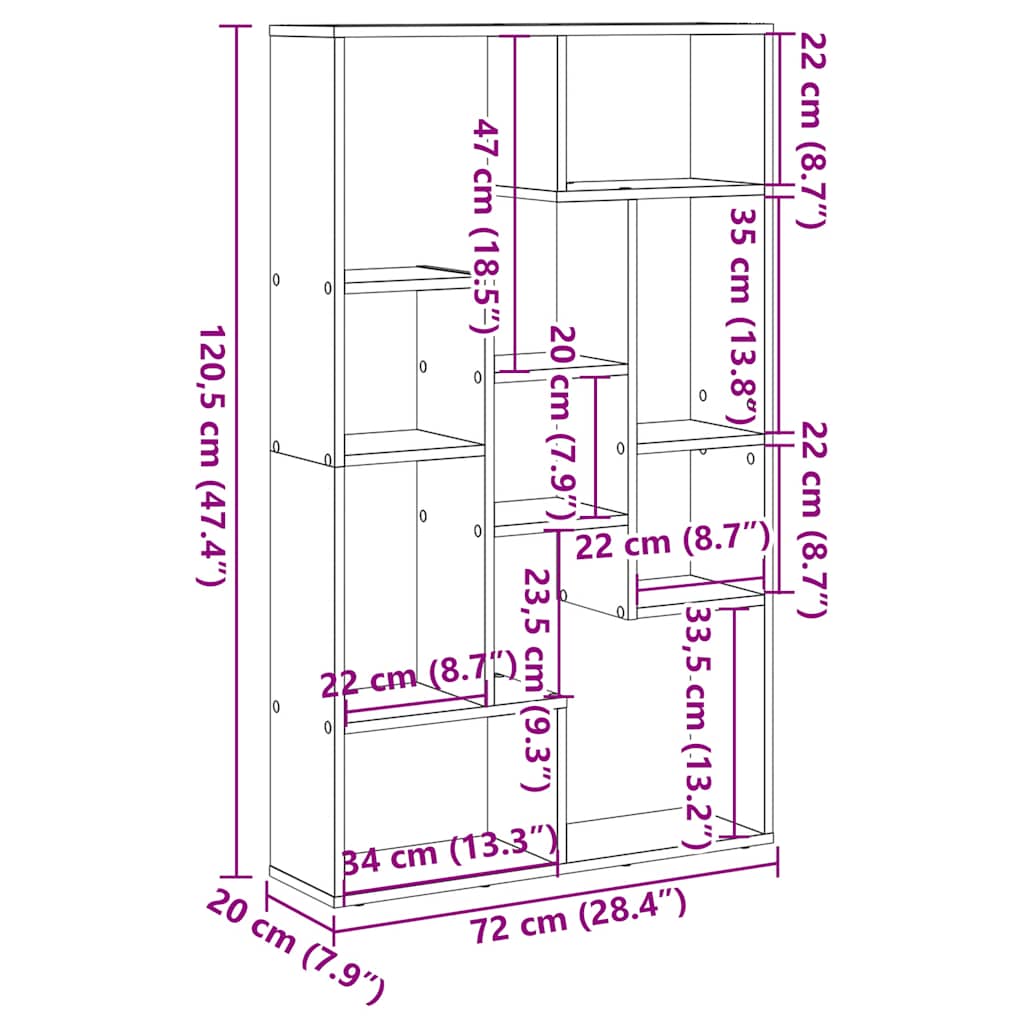 Bookcase Artisian Oak 72x20x120,5 cm Engineered Wood