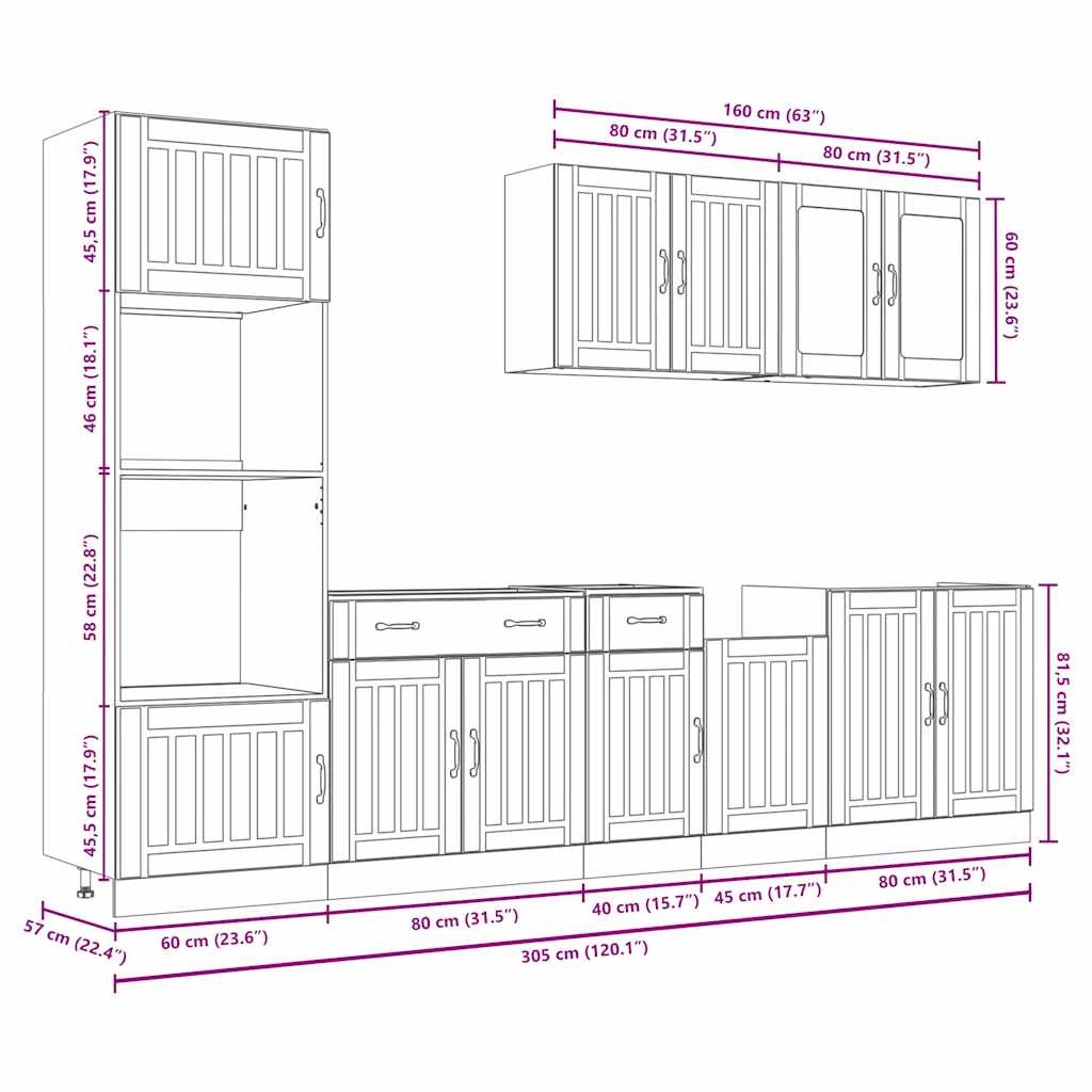 7 Piece Kitchen Cabinet Set "Kalmar" Grey Sonoma Engineered Wood