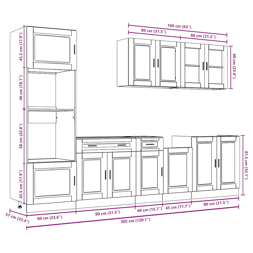 7 Piece Kitchen Cabinet Set "Kalmar" Grey Sonoma Engineered Wood