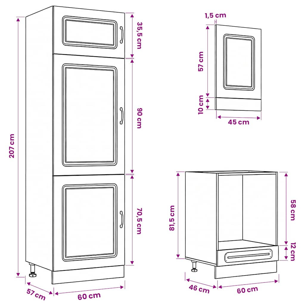 7 Piece Kitchen Cabinet Set "Kalmar" Old Wood Engineered Wood