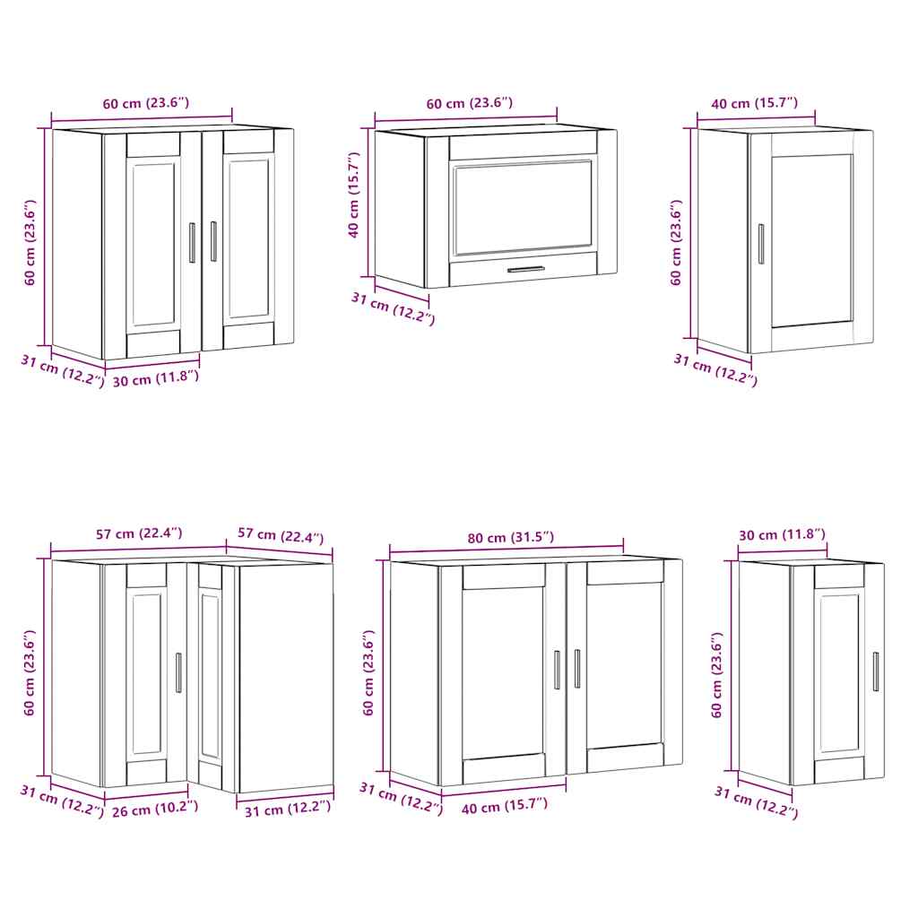 11 Piece Kitchen Cabinet Set "Porto" Old Wood Engineered Wood