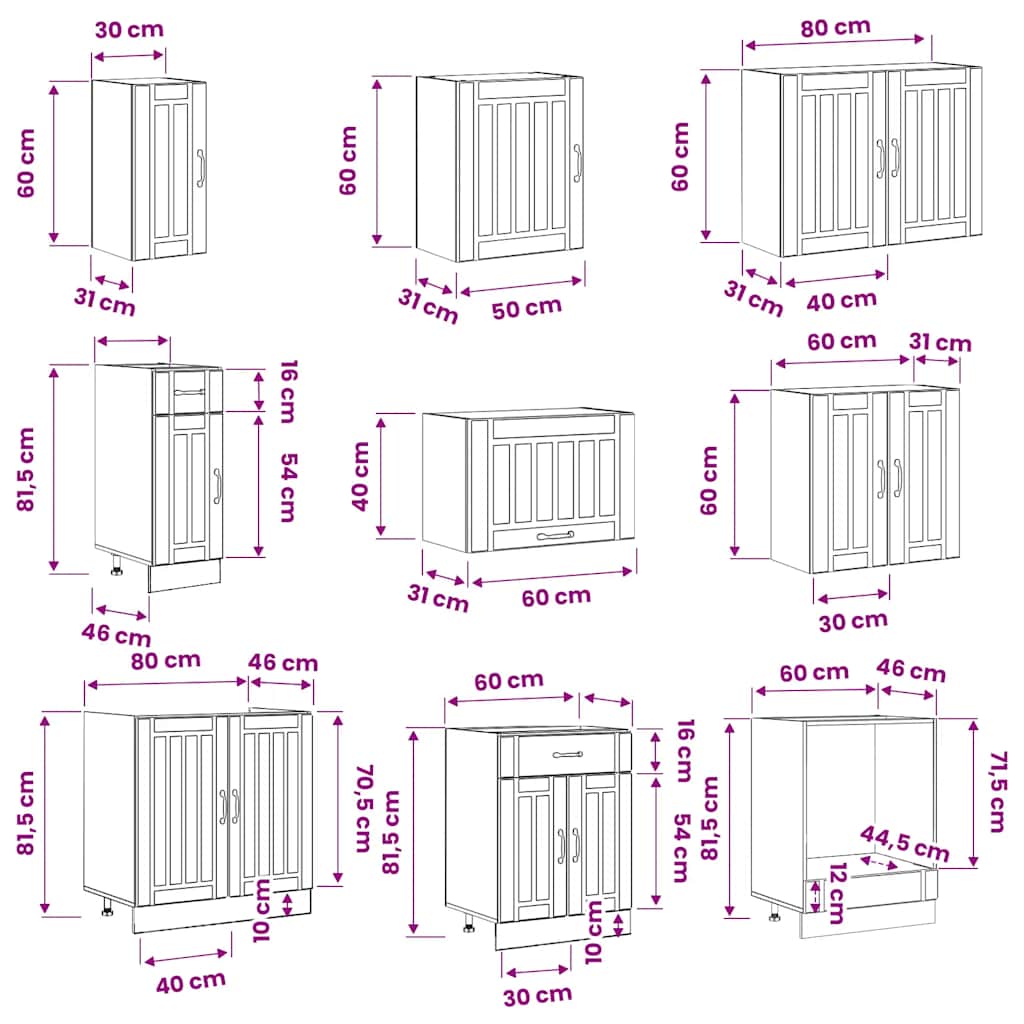 14 Piece Kitchen Cabinet Set Lucca Gloss White Engineered Wood