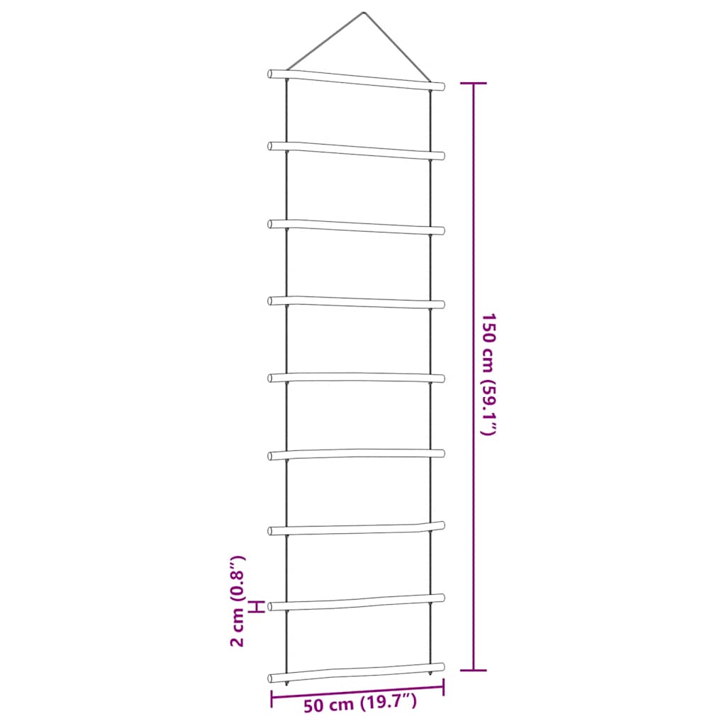 Wall Decoration Ladder-Shaped 50x150 cm Natural Branch