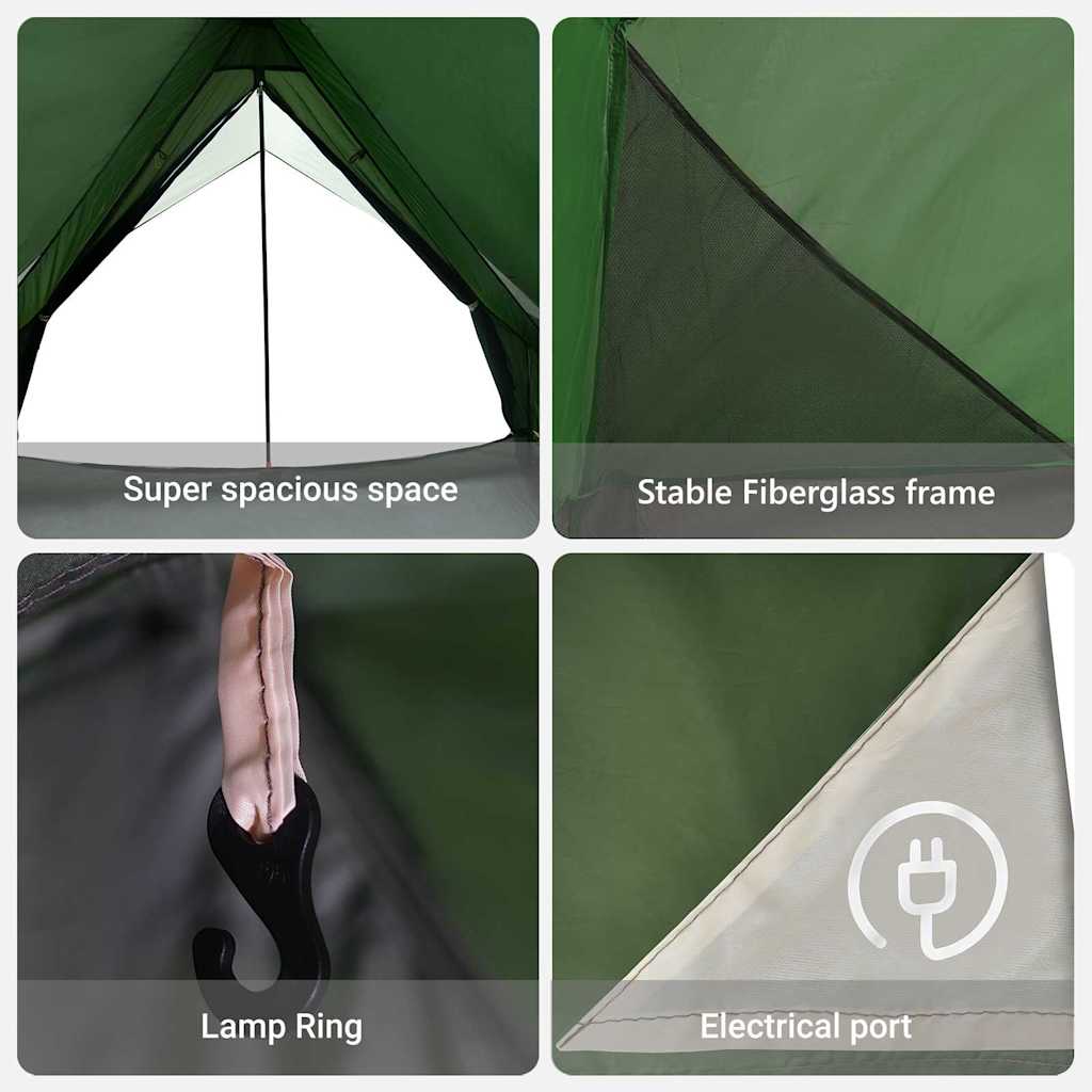 Family Tent with Roof Green and White 256 x 256 x 185 cm