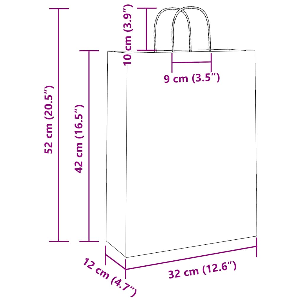 Paper Bags 50 pcs with Handles Pink 32x12x42 cm