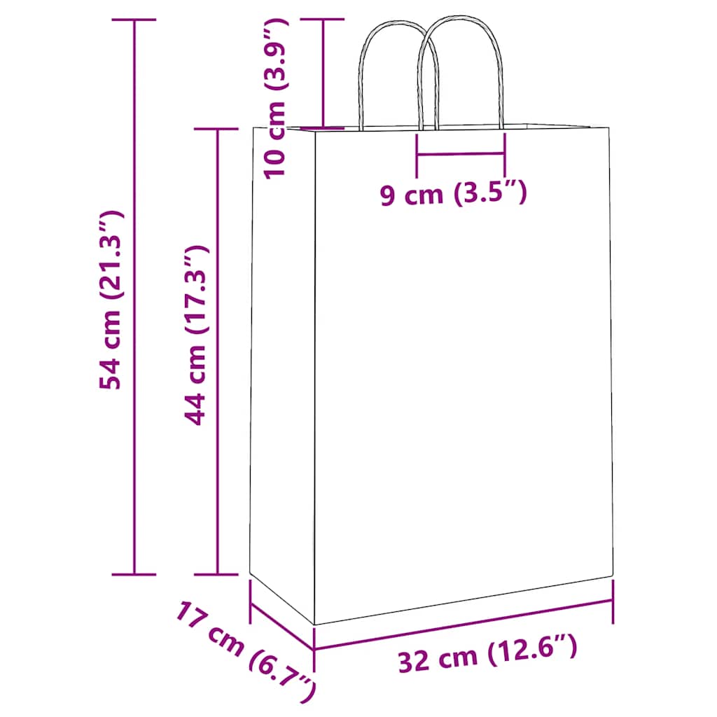 Paper Bags 250 pcs with Handles Pink 32x17x44 cm