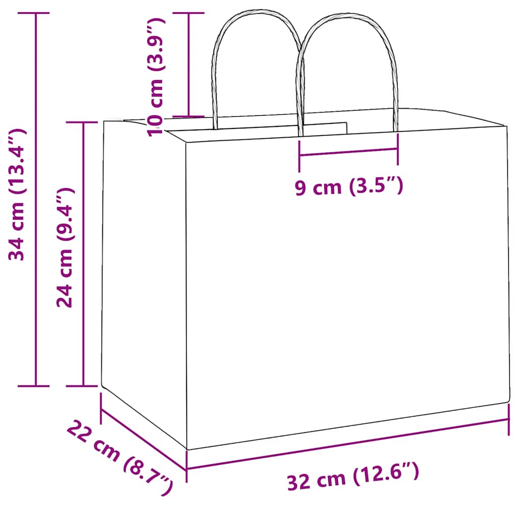 Paper Bags 250 pcs with Handles Pink 32x22x24 cm
