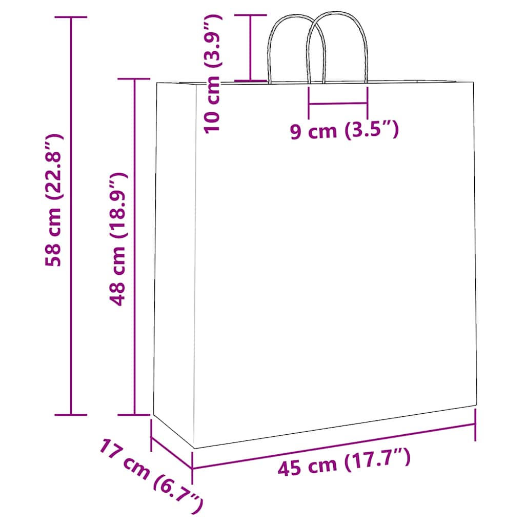 Paper Bags 250 pcs with Handles Red 45x17x48 cm
