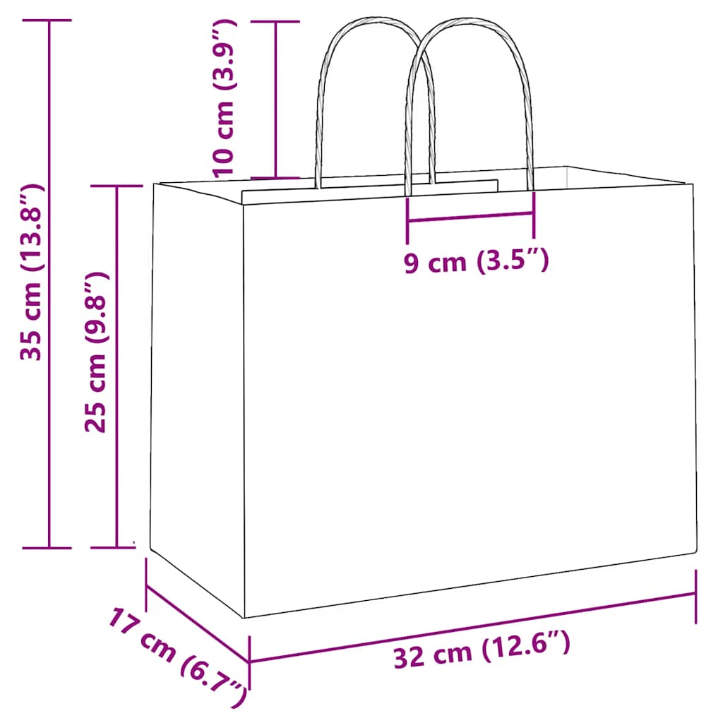 Paper Bags 50 pcs with Handles Yellow 32x17x25 cm