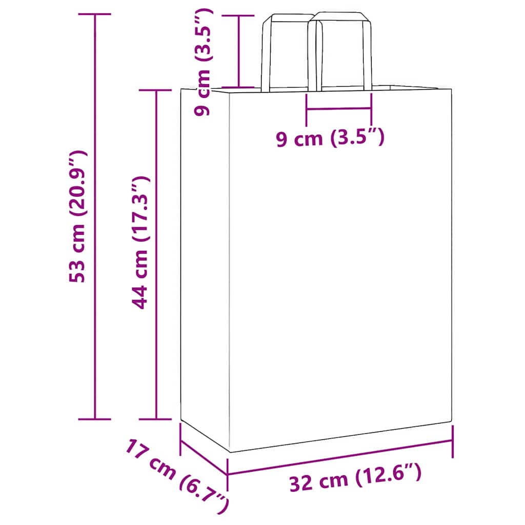 Paper Bags 50 pcs with Handles White 32x17x44 cm