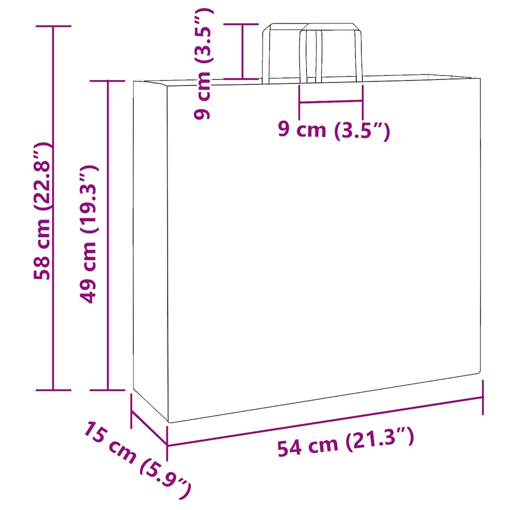 Paper Bags 250 pcs with Handles Red 54x15x49 cm