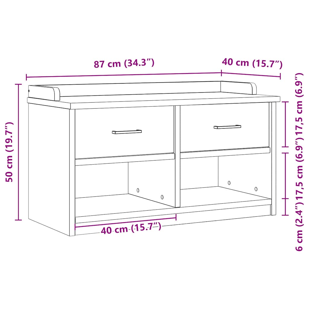 Hallway Bench "SANDNES" 87x40x50 cm Solid Wood Pine
