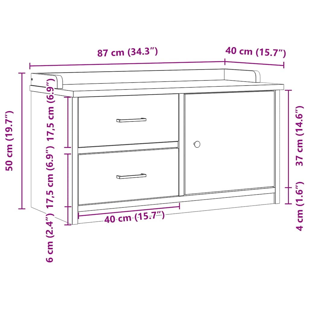 Hallway Bench "SANDNES" 87x40x50 cm Solid Wood Pine