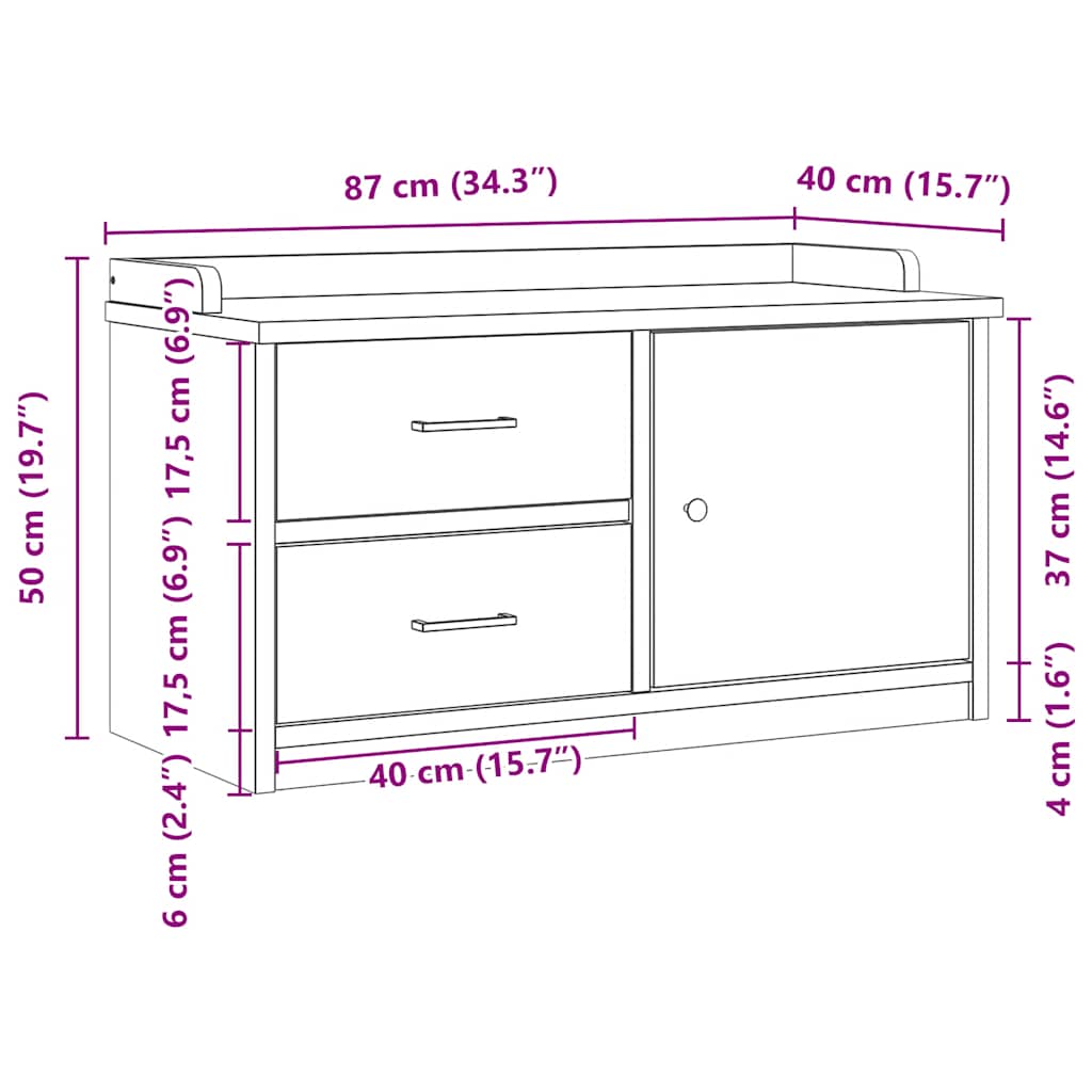 Hallway Bench "SANDNES" 87x40x50 cm Solid Wood Pine