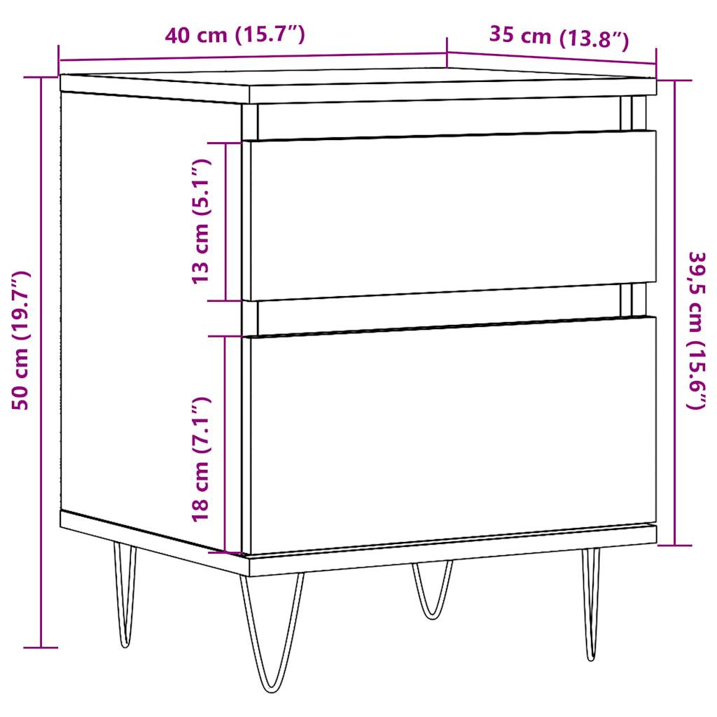 Bedside Cabinets 2 pcs Old Wood 40x35x50 cm Engineered Wood