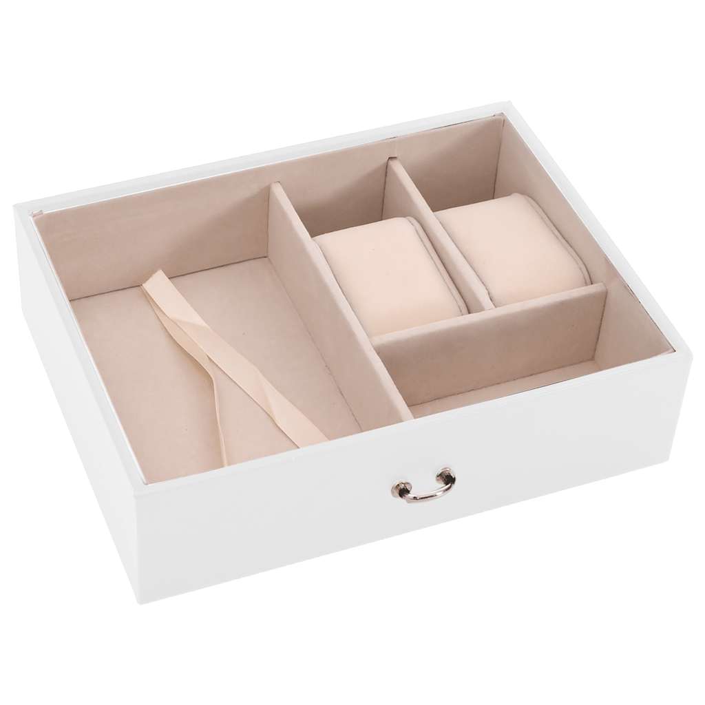 Jewellery Box 3-Layer with Mirror Lockable White 26x18x17,5 cm