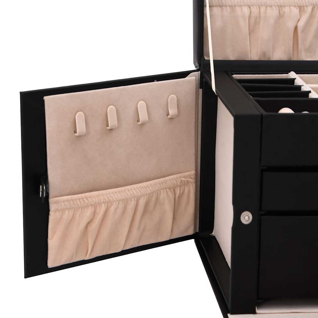 Jewellery Box 3-Layer with Mirror Lockable Black 26x18x17,5 cm