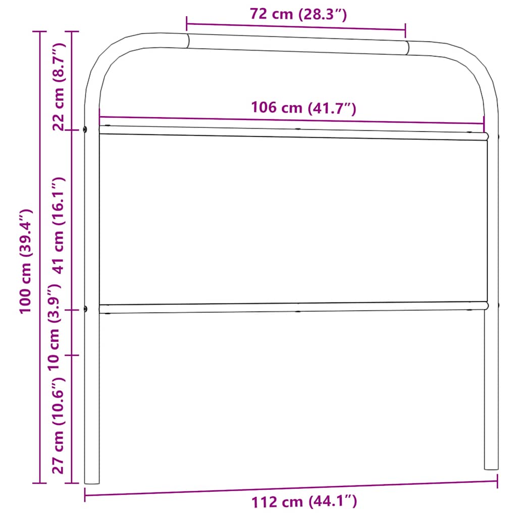 Replace Headboard Smoked Oak 107 cm Steel and Engineered Wood
