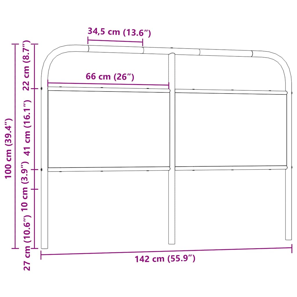 Replace Headboard Sonoma Oak 135 cm Steel and Engineered Wood