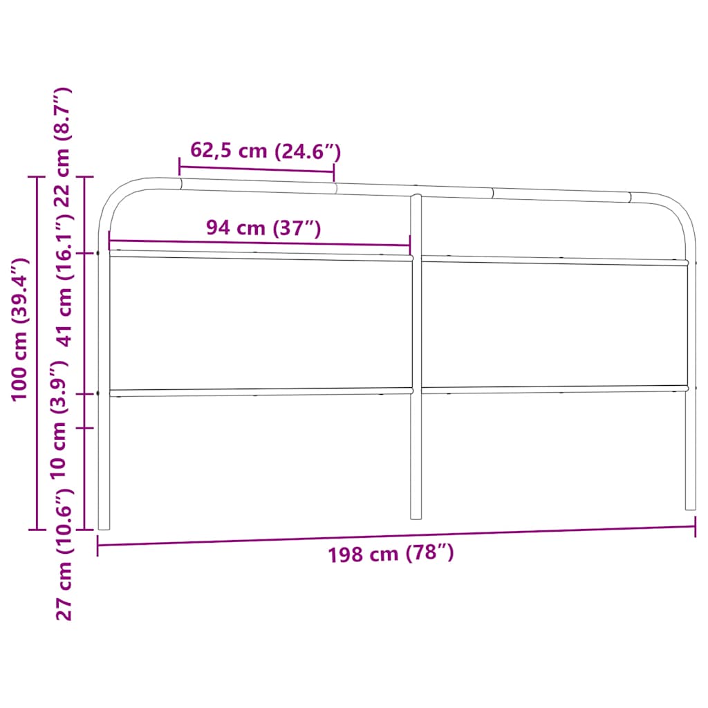 Replace Headboard Brown Oak 190 cm Steel and Engineered Wood