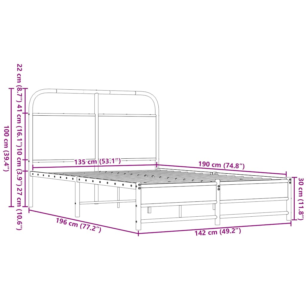 Bed Frame without Mattress 135x190 cm Brown Oak Engineered Wood